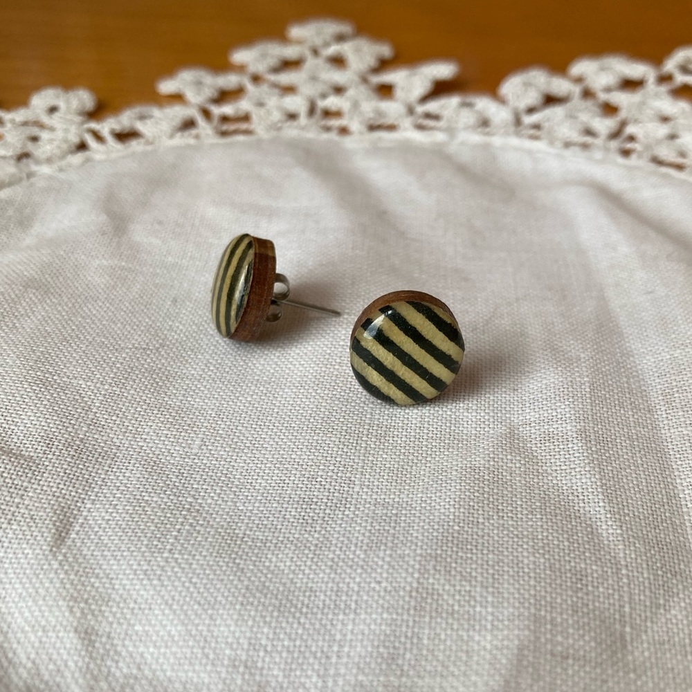 Wood and resin striped earrings